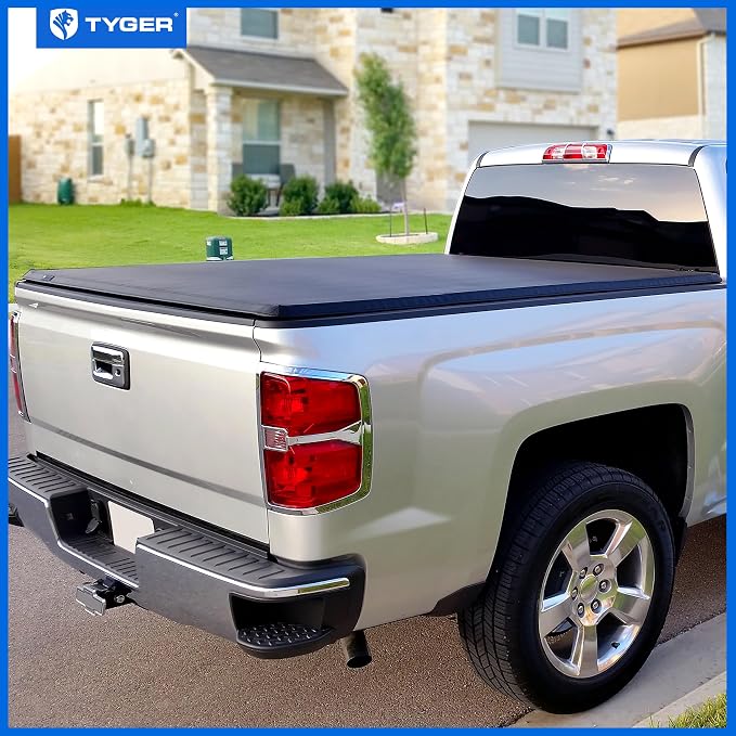 Tyger Auto T3 Soft Tri-fold Truck Bed Tonneau Cover Compatible with 2014-2018 Chevy Silverado GMC Sierra 1500; 2019 LD / Limited | 5'9" (69") Bed | TG-BC3C1006, Black