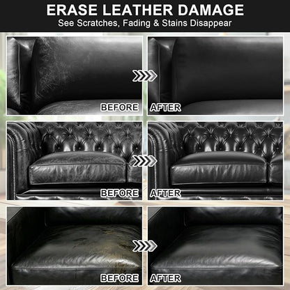 STARTSO WORLD Leather Recoloring Balm, Black Leather Repair Kit for Furniture, Leather Dye, Leather Color Restorer for Couches, Leather Couch Paint | Repair, Restore Faded & Scratched Leather