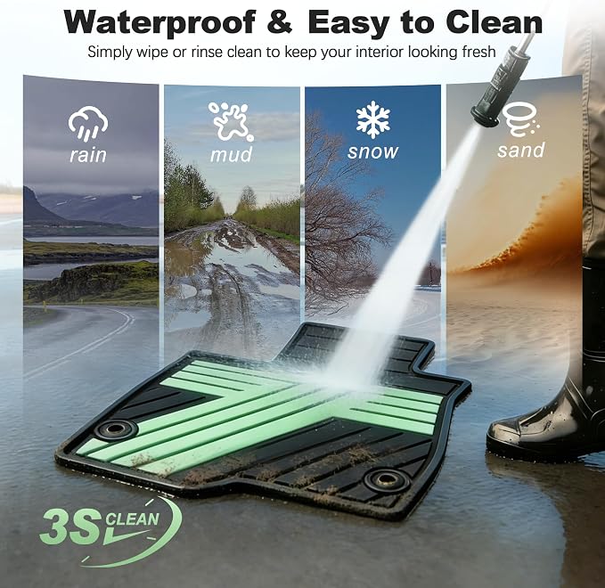 Floor Mats Fit for Honda CR-V 2026 2025 2024 2023 (Gasoline & Hybrid), All Weather Custom Fit Heavy Duty Anti-Slip Car Mats for CRV, 1st & 2nd Row Black & Green