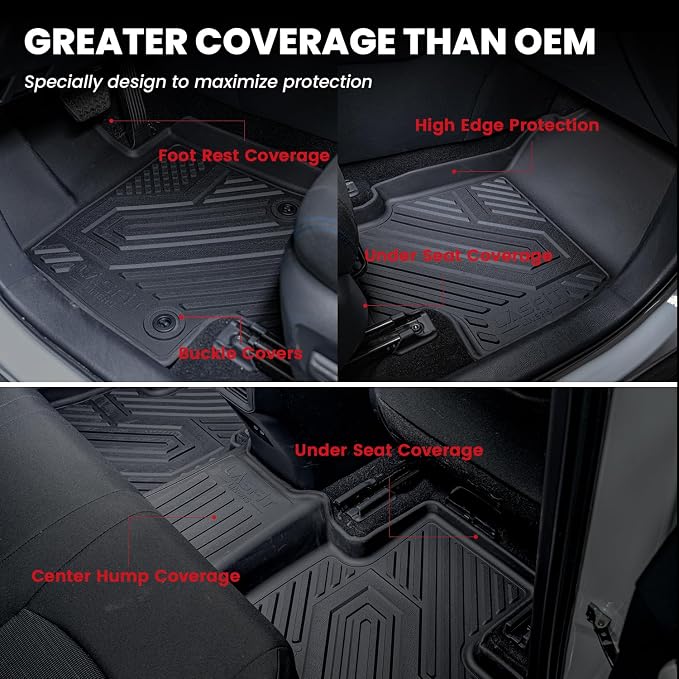 LASFIT Floor Mats for Kia Telluride 2027 (Only Fit Gas, Not Fit Hybrid), All Weather TPE Custom Fit Floor Liners 1st & 2nd & 3rd Row Car Mats Accessories, Black