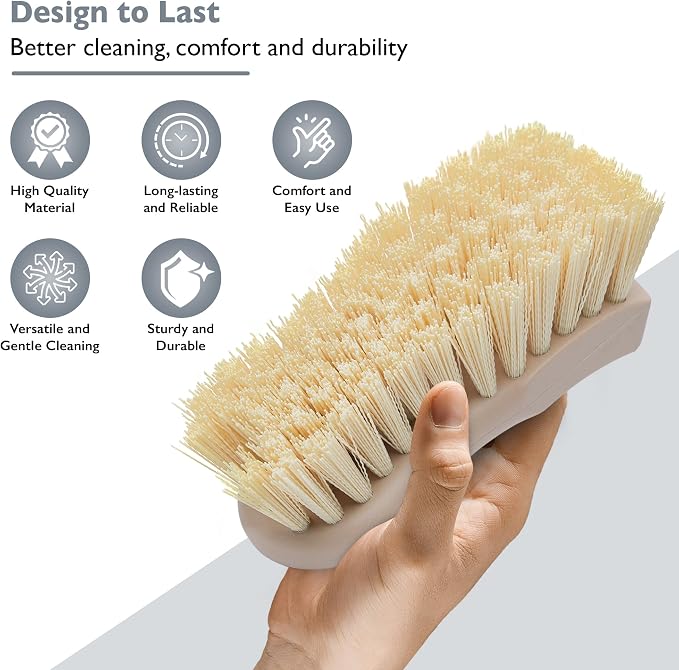 Nanoskin 6-Inch Heavy-Duty Professional Interior & Upholstery Cleaning Brush for Car Care - Durable Polypropylene Bristles for Auto Detailing, Grime Removal | Ergonomic Design for Hard-to-Reach Areas