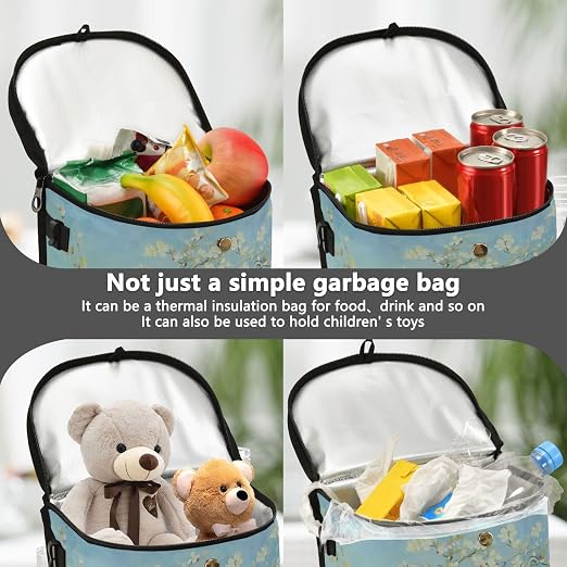 senya Car Trash Can Car Garbage Can Car Waste Basket,Almond Blossom Leak-Proof Car Trash Bin, Car Trash Hanging Car Accessories Interior Car Organizer Bag