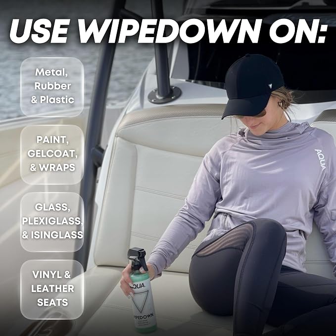 AquaClean WIPEDOWN Ceramic Quick Detailer Spray & Waterless Wash | SiO2 Hydrophobic Coating | Car, Truck, Boat, RV, Motorcycle & Off-Road | UV Protection | Shine & Protect | USA Made | 16oz