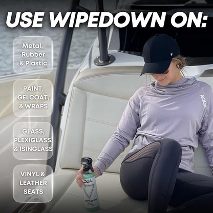 AquaClean WIPEDOWN Ceramic Quick Detailer Spray & Waterless Wash | SiO2 Hydrophobic Coating | Car, Truck, Boat, RV, Motorcycle & Off-Road | UV Protection | Shine & Protect | USA Made | 16oz