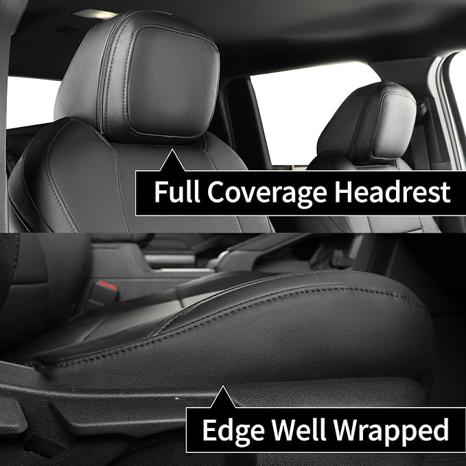 coverdream Front Tacoma Seat Covers Custom Fit for 2024 2025 2026 Toyota Tacoma SR,SR5,TRD Sport,TRD Off-Road,Limited,Fully Covered,Luxury Waterproof Leather Car Seat Protector (Front Row Only,Black)
