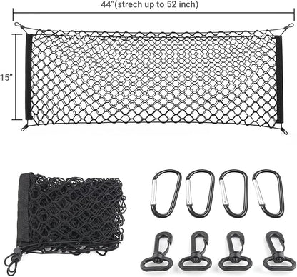 MICTUNING 2-Layer Heavy Duty SUV Truck Cargo Net, 44 x 15 Inch Universal Bed Net with Hooks, Adjustable Highly Elastic Storage Organizer Mesh Net Compatible for Pickup Truck SUV