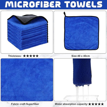 Tallew 50 Pcs Microfiber Towels:16"x16" Microfiber Drying Towels Bulk Micro Fiber Car Cleaning Cloth for Cars Drying Washing Polishing Office Windows Cleaning Household Supplies (Blue,Gray)