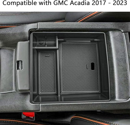 EDBETOS Acadia Center Console Organizer Compatible with 2017-2023 GMC Acadia Accessories SLE SLT AT4 Denali Armrest Box Insert Tray Secondary Storage Pallet ABS Plastic Material, Black