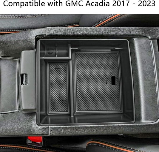 EDBETOS Acadia Center Console Organizer Compatible with 2017-2023 GMC Acadia Accessories SLE SLT AT4 Denali Armrest Box Insert Tray Secondary Storage Pallet ABS Plastic Material, Black