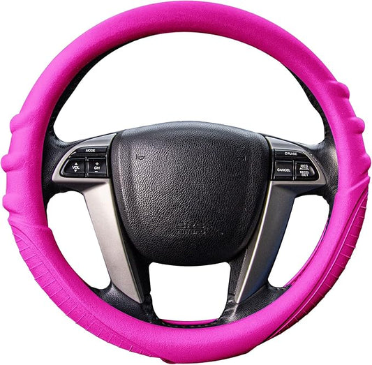 FH Group Universal Fit Silicone with Grip and Pattern Massaging Grip Steering Wheel Cover Fits Most Cars, SUVs, Trucks, and Vans Hot Pink