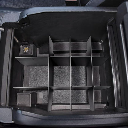 HGWEI Center Console Organizer Compatible with Ford F250/F350/F450 (2017-2022) and Expedition (2018-2024) Interior Accessories Armrest Storage Box Insert Tray, Black(Full console w/bucket seats ONLY)