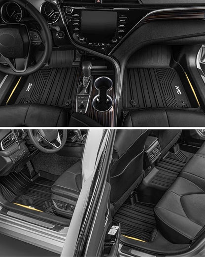 3W Floor Mats & Cargo Liner Fit Toyota Camry 2018-2024 FWD (Not for Hybrid or AWD), TPE All Weather Custom Fit Floor Liner, 1st and 2nd Row and Trunk Mat(L/LE/SE/TRD/XLE/XSE)