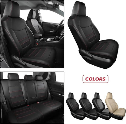 FREESOO RAV4 Seat Covers Full Set Custom Fit for Toyota Rav4(Only Hybrid) 2019 2020 2021 2022 2023 2024 2025 LE/XLE/XLE Premium/Limited, Faux Leather Car Seat Cover, Airbag Compatible, Black Red