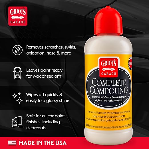 Griot's Garage Complete Compound, Car Scratch Remover for All Automotive Paint Finishes, Removes Scratches, Swirl Marks, Water Spots, Oxidation and Other Defects, 10862, 16oz