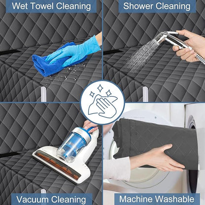NECKORY Backseat Cover for Dogs, Waterproof and Non-Slip Pet Bench Seat Covers, Car Seat Protector for Back Seat, Universal Size Rear Car Seat Cover Fits Cars, Trucks and SUVs, M-Charcoal Grey&Grey