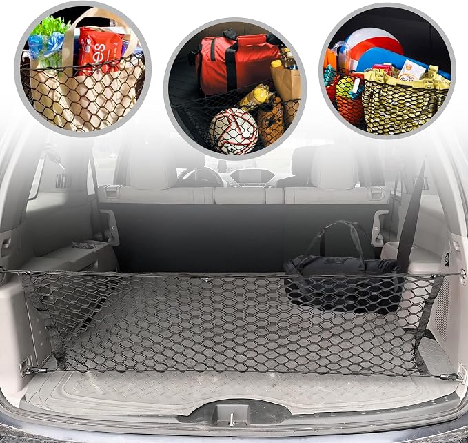 Envelope Style Trunk Mesh Cargo Net for Honda Pilot 2003-2025 - Car Accessories - Premium Trunk Organizers and Storage - Cargo Net for SUV - Vehicle Carrier Organizer for Honda Pilot