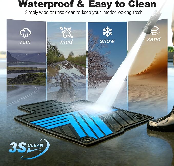 Floor Mats Fit for Honda Civic 2022-2025 2026 Sedan Hatchback Si (Include Sport), with&w/o USB Port | for Acura Integra 2023-2026, All Weather Car Floor Liners, Black & Blue (Not for Hybrid)