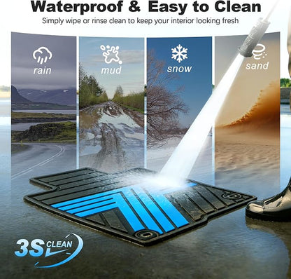 Floor Mats Fit for Honda Civic 2022-2025 2026 Sedan Hatchback Si (Include Sport), with&w/o USB Port | for Acura Integra 2023-2026, All Weather Car Floor Liners, Black & Blue (Not for Hybrid)
