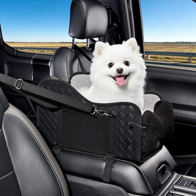 Center Console Dog Car Seat,Pet Puppy Middle Console Dog Car Seat for Small Dogs (Black, Small)