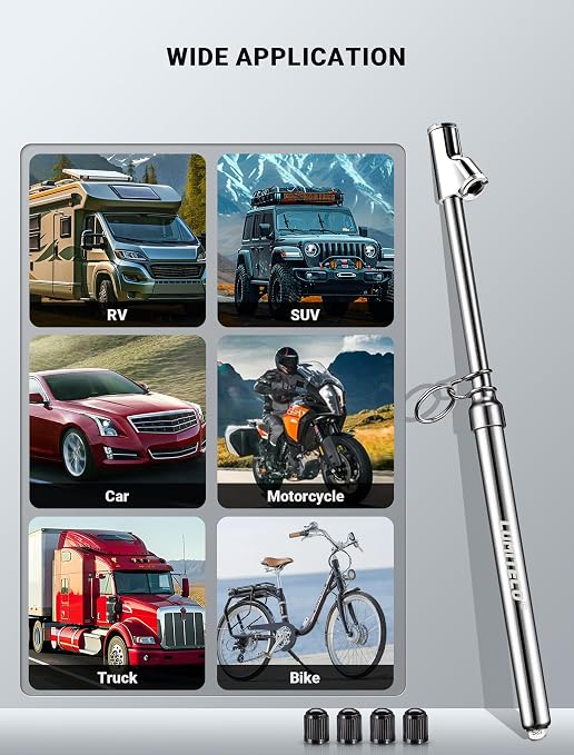 LUMITECO Dual Head Tire Pressure Gauge, Heavy Duty Extension Air Tire Gauge for Tire Pressure Range 10-150PSI 1-10BAR, Straight Foot Dual Head Chuck Auto Service Gage for Car,Semi Truck,RV,Motorcycle