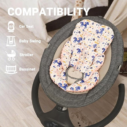 Infant Car Seat Insert Girls Boys, Soft Car Seat Head Support Baby & 2 Strap Pads, Preemie Newborn Carseat Insert Reversible Fits For Stroller, Baby Swing, Rocker, Bassinets, Bouncer, Unicorn