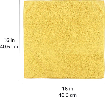 Amazon Basics Microfiber Car Drying Towels, Highly Absorbent, Lint Free, Scratch Free, Buffing and Polishing, Auto Detailing, No Streaks, Soft, Quick Drying, 16" x 16", Yellow, 3-Pack