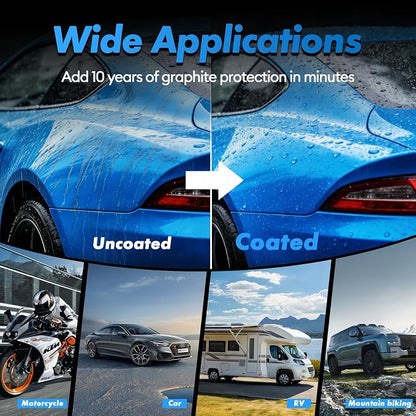 Ceramic Coating for Cars, 20H Graphene Ceramic Coating for Auto Detailing, High Gloss Anti-Scratch Nano Coat Kit, 10 Years Hydrophbic Mirror Paint Protection (70ML)