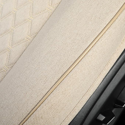 West Llama Linen Front Car Seat Cover Protector Anti-Slip Bottom Seat Cover Fits 95% of Vehicles,Wrapping Around The Bottom,Diamond Pattern(Beige-1Pcs)
