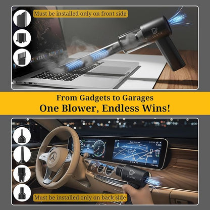 Car Vacuum Portable Cordless 12000Pa Powerful Suction Handheld Mini Rechargable Small Hoover Cleaner Brushless Motor 4000mAh Rechargeable Type C Blower Inflator Deflator Car Cleaning Kit