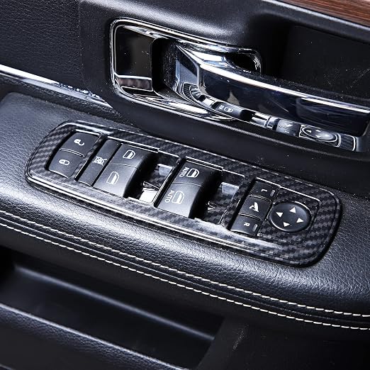 Carbon Fiber Window Lift Switch Cover Interior Button Trim Kit for Dodge RAM 2010-2017/Dodge Charger Durango 2011-2021