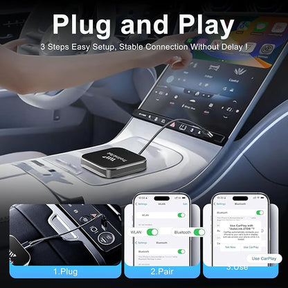 Wireless CarPlay AI Box, Android 13 8-Core Car Multimedia Video Box, 4G LTE, 4GB RAM + 64GB ROM, Supports TF Card, GPS Navigation, Bluetooth 5.5, Compatible with Factory Wired CarPlay & Android