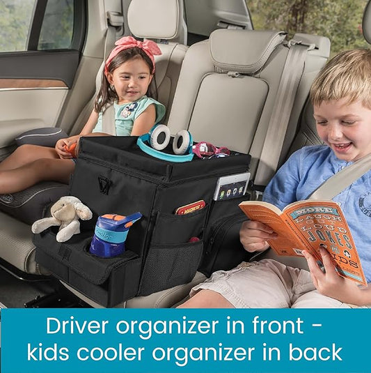 High Road CarHop Front Seat Car Organizer with Car Cup Holder, Passenger Seat Tray and Padded Filing or Cooler Compartment with Side Pocket Storage