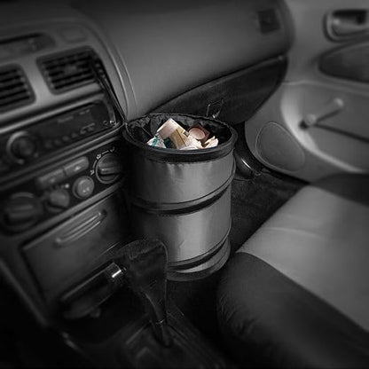 FH Group Automotive Waterproof Portable Collapsible Large Trash Can Garbage Container fits Most Cars,Polyethylene,SUVs,and Trucks Gray