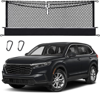 3-Layer Cargo Net for Honda CR-V 2023-2026, Zipper Bag Trunk Net for SUV | Heavy Duty Oxford Cargo Organizer Storage Nets with Carabiners for Camping, Groceries, and All Weather Conditions