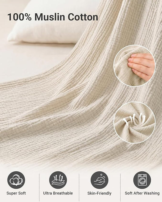 Metplus Muslin Car Seat Cover for Babies, 100% Cotton Breathable Infant Carseat Canopy for Summer, Lightweight Stroller Sunshade Covers for Newborns(Khaki)