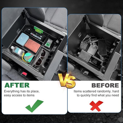 TOPINSTALL 5 Compartments Console Organizer Compatible with 2022-2026 Toyota Tundra/Sequoia 2023-2026, Plastic Armrest Storage Box Full Size Tray (Not for the Console with Safe)