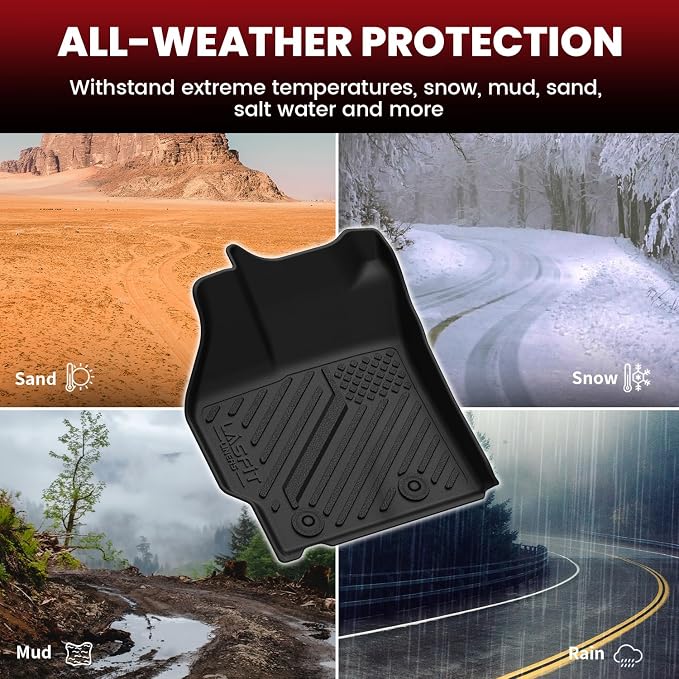 LASFIT Floor Mats for Toyota Prius 2010-2011, All Weather TPE Custom Fit Easy Clean Durable No-Curling Floor Liners for Prius 2010 2011 Front & Rear 2 Row Car Mats, Black