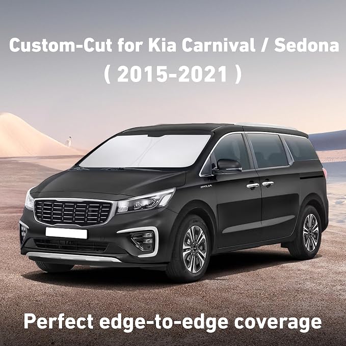 EcoNour Windshield Sunshade Compatible for Kia Carnival/Sedona 2015-2019 2020 2021, Sun Visor for Front Windshield & Window Sun Shade Cover, UV Heat Blocker & Protector, Car Accessories