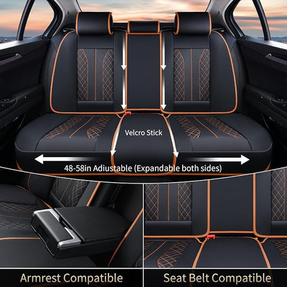 FLORICH Car Seat Covers Full Set Leather Automotive Seat Cover Waterproof 5 Seats Car Seat Protectors Luxury Front and Back Seat Cushions Universal Fit for Most Cars SUV Trucks, Brown&Black