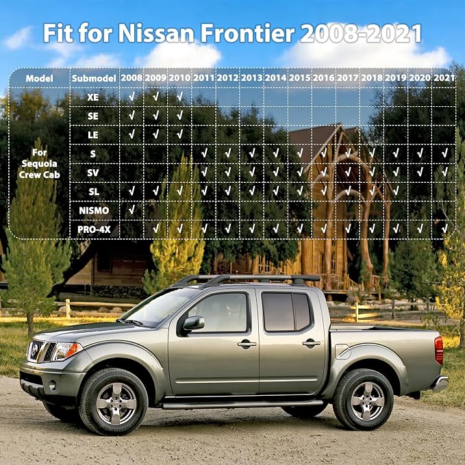 Floor Mats for 2008-2021 Nissan Frontier Crew Cab, All Weather TPE Floor Liners Custom Fit Frontier Heavy Duty Car Mats 1st & 2nd Mat Accessories Odorless Anti Slip Black