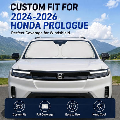 Custom Fit Windshield Sun Shade for Honda Prologue 2024-2026 | Custom Fit Windshield Cover, Blocks UV Rays, Double-Layer Heat Shield, Durable Frame, Easy Fold & Storage