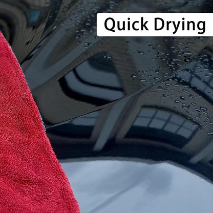 LIVOS 1000GSM Car Drying Towel, 18" x 24" Dual Sided Microfiber Towels for Cars, Ultra Absorbent Lint & Scratch-Free, Edgeless Twisted-Loop, Premium Wash Towel, Red&Grey