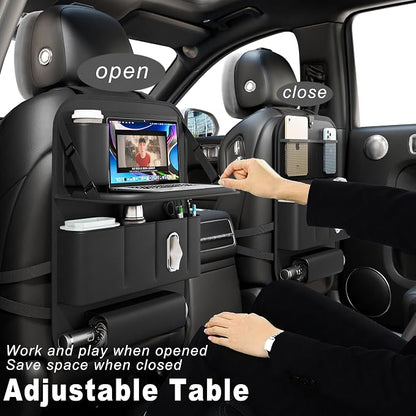 XDV Car Seat Organizers,Multi-functional Back Seat Protectors, Storage Pouches, Child kicking prevention and Tray Holders (for Cars, Kids, Seat Back and Rear Seats) (Black, 1 Pcs)