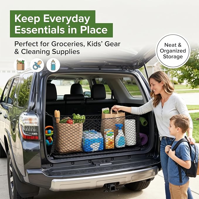 Trunk Cargo Net for 2010-2024 Toyota 4Runner 2 Row Model Only, Trunk Organizer Net Anti-Slip Rear Mesh Cargo Netting for 4 Runner SUV Accessories(Envelope Style)