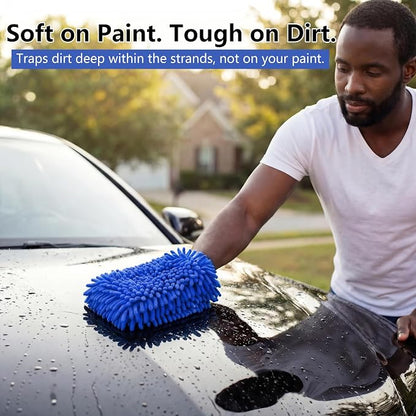 Car Wash Mitt,Detailing Ultra-Soft Chenille Microfiber Auto Gloves,Scratch-Free&Lint-Free,Safe for Trucks,SUVs, RVs&More