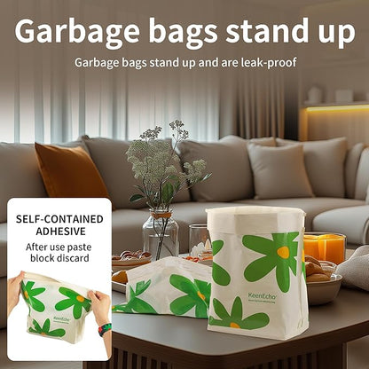 Disposable Car Garbage Bin Bags 60 PCS, Leak-proof Cleaning and Vomit Bags, Recycled HDPE, Easy Stick-On and Stand Design, Disposable Small Garbage Bags