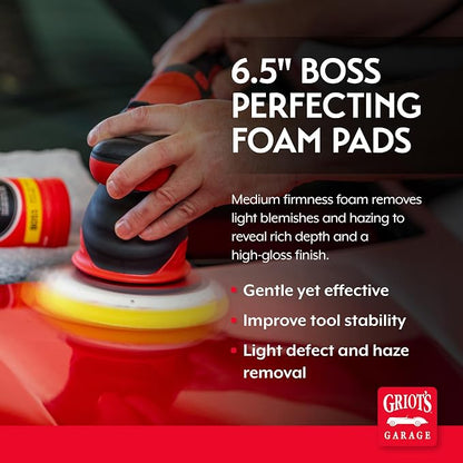 Griot's Garage 6.5” Perfecting Foam Pads for Car Polishing and Detailing, Buffing Pads for Paint Correction, Polishing, and Waxing, Yellow, Set of 2