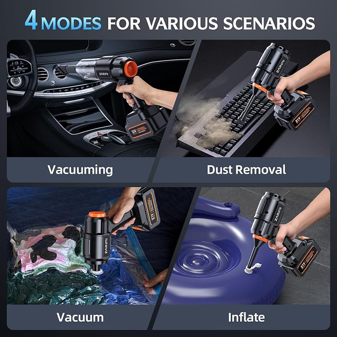 Car Vacuum Portable Cordless, 50000Pa High Power Rechargeable Dust Buster with 2 Batteries & Charger, 6-in-1 Handheld Vacuum Cleaners for Home, Car, Pet Hair, Keyboard, Graphite Black