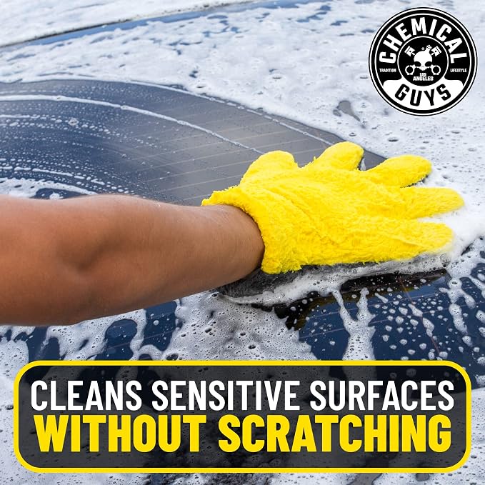 Chemical Guys MIC510 The Stranger Helpful Handy Car Wash Mitt - Yellow, Microfiber Towels for Detailing, Holds Tons of Soapy Suds, Flexible - Perfect for Car Cleaning (Pack of 12)