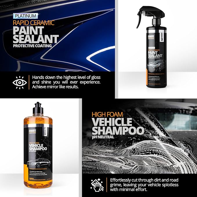 Cerakote Pro Ceramic Bundle – Car Wash & Professional Ceramic Kit with Microfiber Towels – Exterior Auto Cleaning & Protection Kit - Prep and Apply Cerakote Professional Ceramic Paint Coating